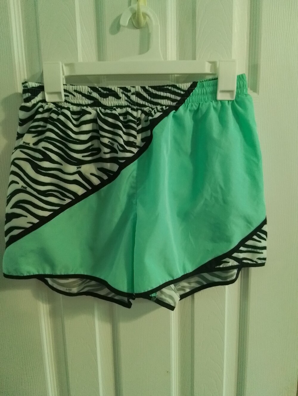 Vintage Pink Victorias Secret Zebra-Panel Mint Athletic Shorts